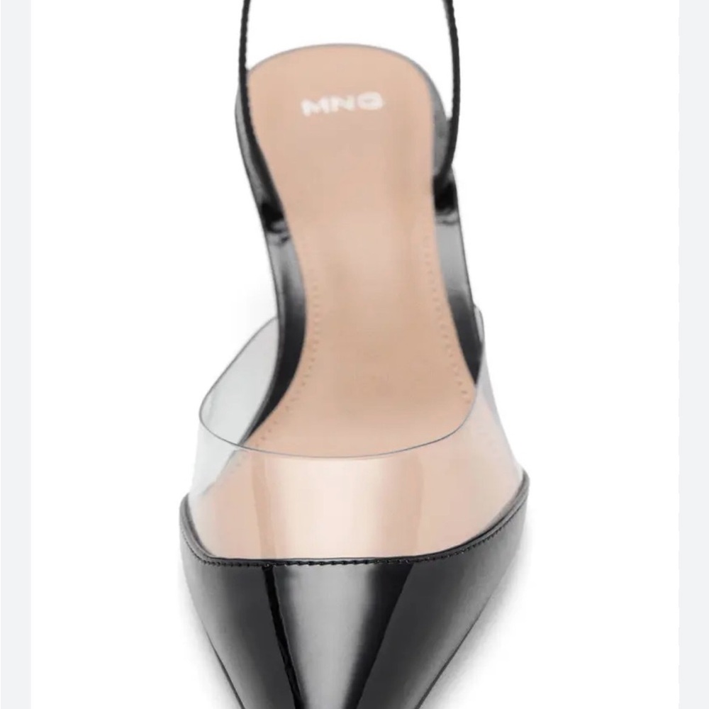 Mango Black and Clear Women's Heels.  Heel height is 2.5.